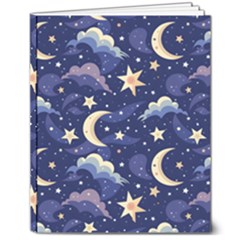 Night Moon Seamless 8  X 10  Hardcover Notebook