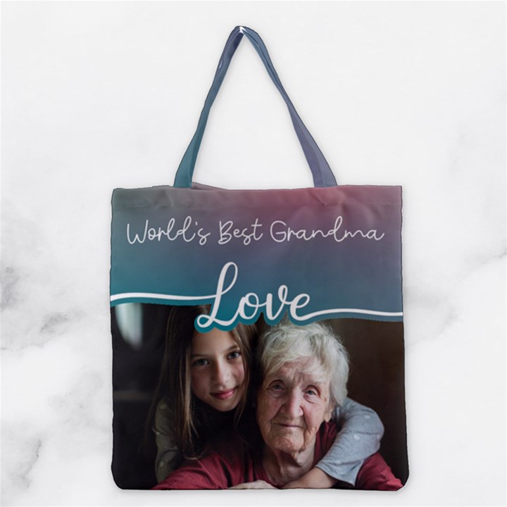 Personalized Worlds Best Grandma Any Text Photo Tote Bag Grocery Tote Bag
