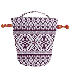 Illustration Ukrainian Folk Seamless Pattern Ornament Drawstring Bucket Bag