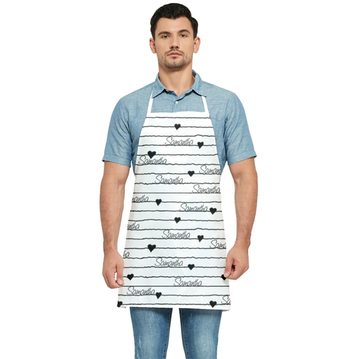Personalized Black Heart Line Name Kitchen Apron Kitchen Apron