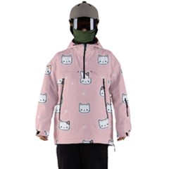 Cute Cat Cartoon Doodle Seamless Pink Pattern Men s Ski And Snowboard Waterproof Breathable Jacket