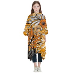 Leaf Yellow Point Flower White Kids  Hooded Rain Ponchos