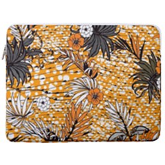 Leaf Yellow Point Flower White 17  Vertical Laptop Sleeve Case With Pocket