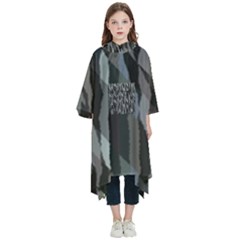 Intricate Camo Print Design Bk Kids  Hooded Rain Ponchos