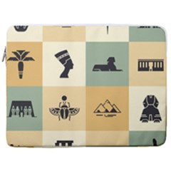 Egyptian Flat Style Icons 17  Vertical Laptop Sleeve Case With Pocket