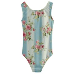 Stripes, Rose,  Texture, Flower, Paper Kids  Cut-out Back One Piece Swimsuit
