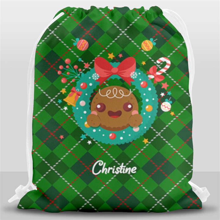 Personalized Any Text Xmas Drawstring Bag Drawstring Bag (Large)