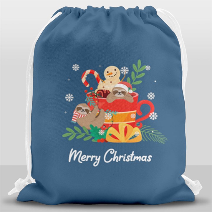 Personalized Any Text Xmas Sloth Drawstring Bag Drawstring Bag (Large)