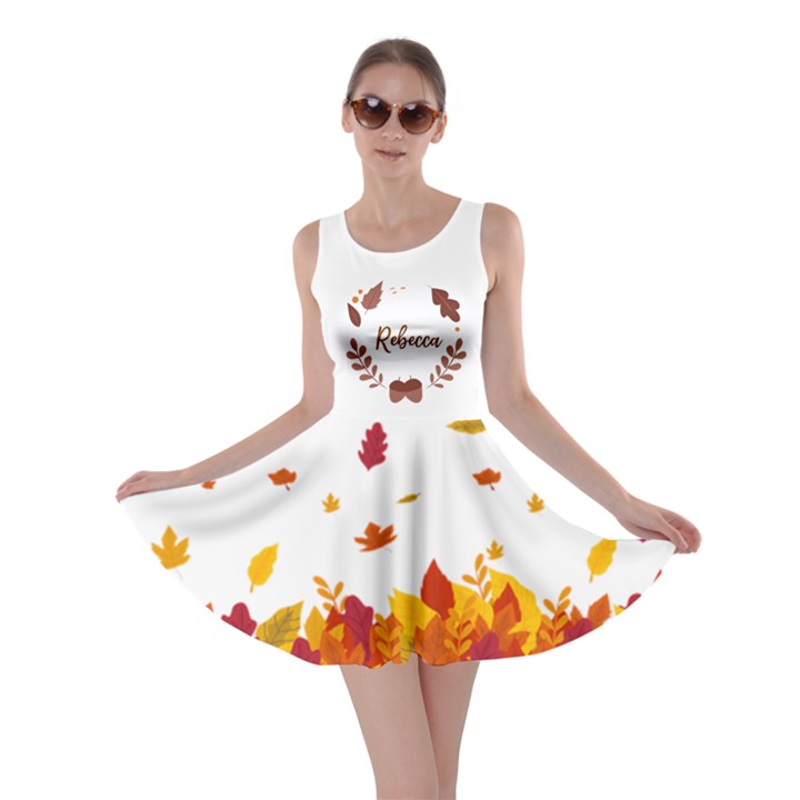 Personalized Name Fall Autumn Pattern With Frame Dress Skater Dress
