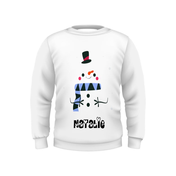 Personalized Any Text Xmas Snow Man Kids  Sweatshirt Kids  Sweatshirt