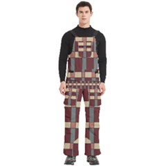 Modern Art Geometric Pattern In Red Hues Men s Side Zip Front Pouch Ski And Snowboard Bib Pants	
