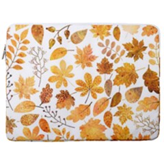 Brown Autumn Leaves 17  Vertical Laptop Sleeve Case With Pocket