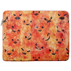 Carved Pumpkin Faces 17  Vertical Laptop Sleeve Case With Pocket