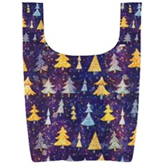 Gold And Blue Trees, Adoxali, Christmas Foldable Shopping Bag
