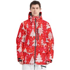 White And Red Trees, Adoxali, Christmas Men s Multi Pockets Zip Ski And Snowboard Waterproof Breathable Jacket