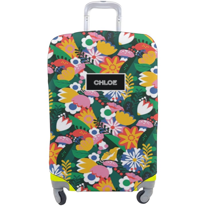 Personalized Name Any Text Floral luggage cover Luggage Cover (Large)
