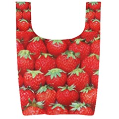 Strawberry Texture, Macro, Ripe Strawberry Foldable Shopping Bag
