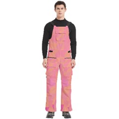 Geometric Pink Ocean  Men s Side Zip Front Pouch Ski And Snowboard Bib Pants	