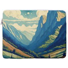 Mountains Nature Forest Landscape 17  Vertical Laptop Sleeve Case With Pocket