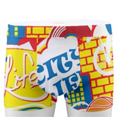 Colorful City Life Horizontal Seamless Pattern Urban City Men s Boxer Briefs
