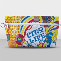 Colorful City Life Horizontal Seamless Pattern Urban City Handbag Organizer