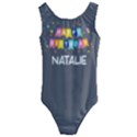 Personalized Happy Birthday Name Any Text Kids  Cut-Out Back One Piece Swimsuit View1