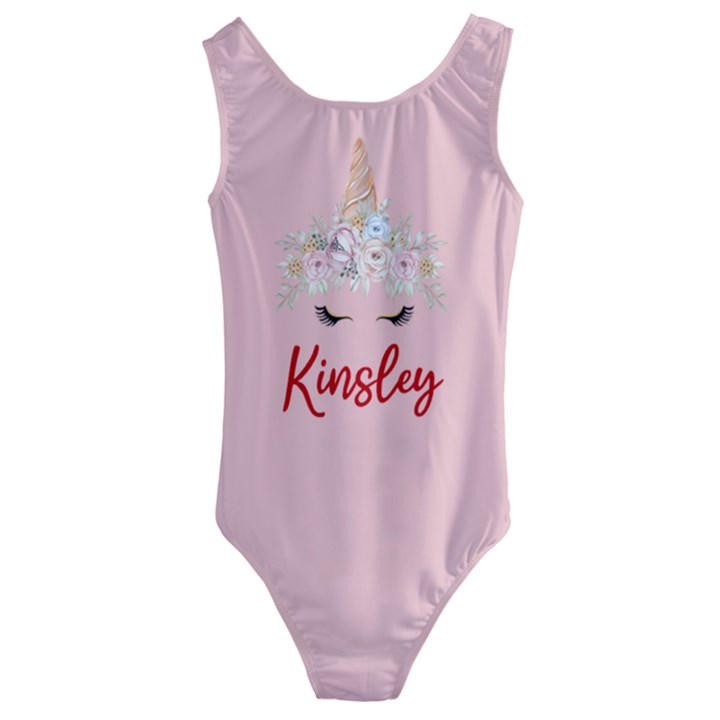 Personalized Unicorn Horn Name Any Text Kids  Cut-Out Back One Piece Swimsuit