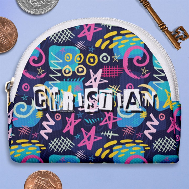 Personalized Hand Drawn Graffiti Name Any Text Horseshoe Style Canvas Pouch