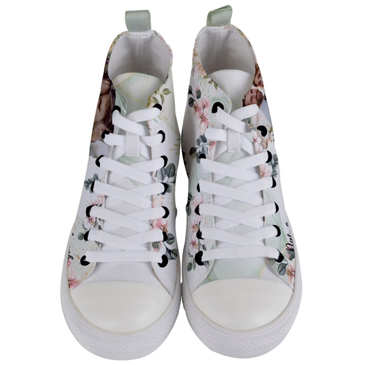 Personalized Photo Name Any Text Couple Wedding Women s Mid-Top Canvas Sneakers