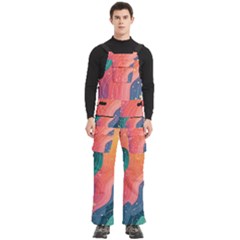 Art Abstract Pattern Men s Side Zip Front Pouch Ski And Snowboard Bib Pants	