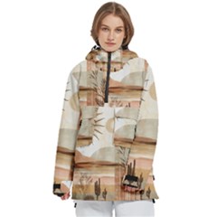 Abstract Sun Boho Bohemian Design Women s Pullover Zip Ski And Snowboard Waterproof Breathable Jacket