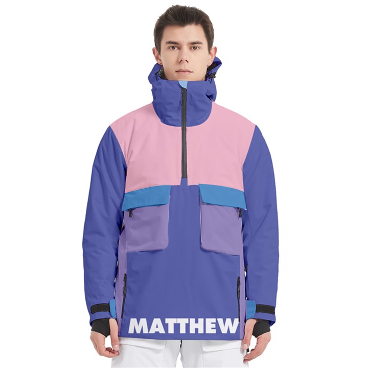 Personalized Mix Color Any Text Name Men s Pullover Zip Ski and Snowboard Waterproof Breathable Jacket