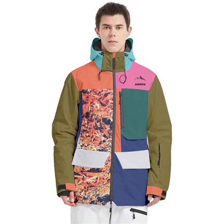 Custom Mix Color Any Text Name Men s Multi Pockets Zip Ski and Snowboard Waterproof Breathable Jacket