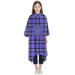 Blue Tartan Plaid 1 Kids  Hooded Rain Ponchos