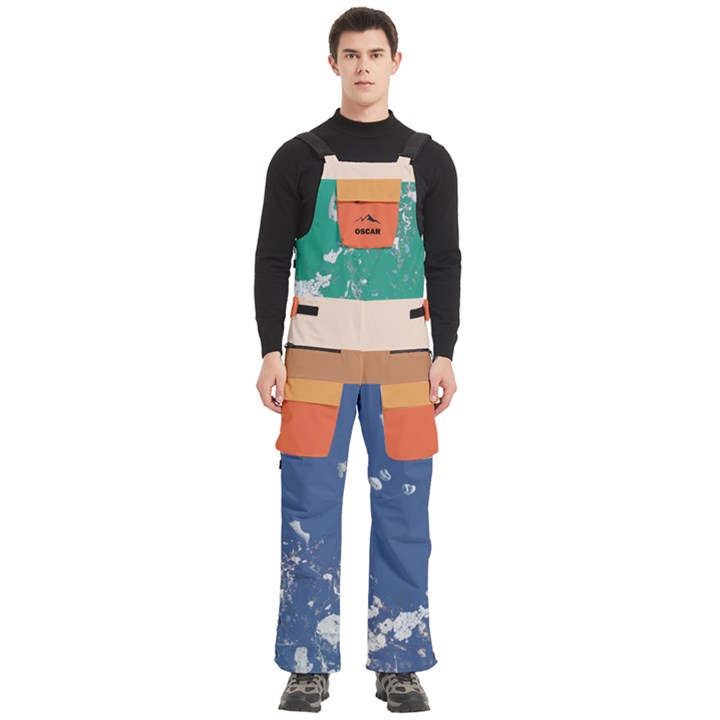 Custom Mix Color Logo Any Text Name Men s Side Zip Front Pouch Ski And Snowboard Bib Pants	