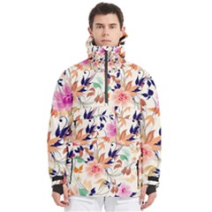 Abstract Floral Background Men s Pullover Zip Ski And Snowboard Waterproof Breathable Jacket