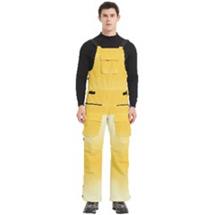 Cream Yellow To Amber Orange Bilinear Gradient Men s Side Zip Front Pouch Ski And Snowboard Bib Pants	
