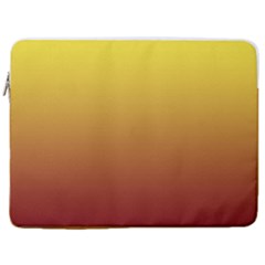 Electric Yellow To Burgundy Red Linear Gradient 17  Vertical Laptop Sleeve Case With Pocket