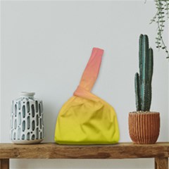 Coral Pink To Electric Yellow Linear Gradient Japanese Wrist Knot Bag