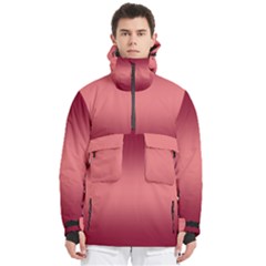 Burgundy Red To Coral Pink Bilinear Gradient Men s Pullover Zip Ski And Snowboard Waterproof Breathable Jacket