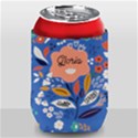 Personalized Hello Spring Floral Pattern Name Can Cooler View1