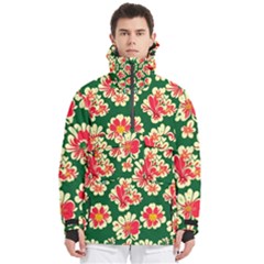 Retro 40s 50s Mexico Flowers Pattern 2 Men s Pullover Zip Ski And Snowboard Waterproof Breathable Jacket