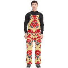 Retro 40s 50s Mexico Flowers Pattern 4 Men s Side Zip Front Pouch Ski And Snowboard Bib Pants	