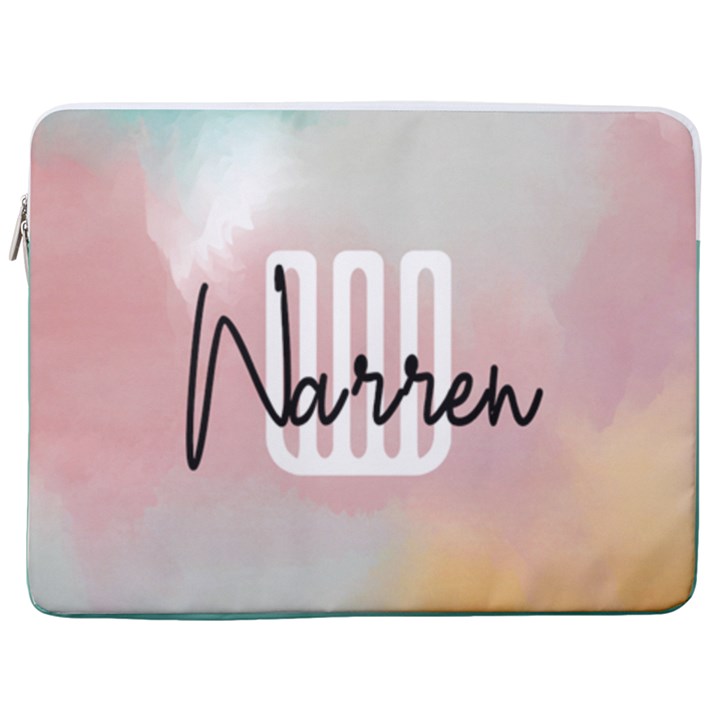 Personalized Watercolor Initial Name Laptop Sleeve Case with Pocket 17  Vertical Laptop Sleeve Case With Pocket