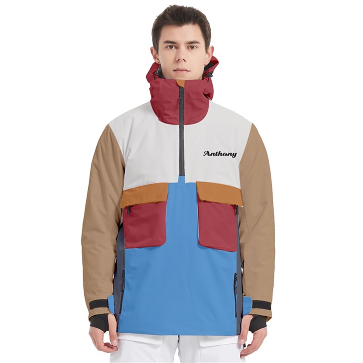 Personalized Mix Color Any Text Name Men s Pullover Zip Ski and Snowboard Waterproof Breathable Jacket