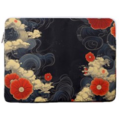 Korean Art Flowers Asian Pattern 17  Vertical Laptop Sleeve Case With Pocket