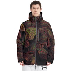Leaves Plant Contrast Carved Nature Men s Multi Pockets Zip Ski And Snowboard Waterproof Breathable Jacket