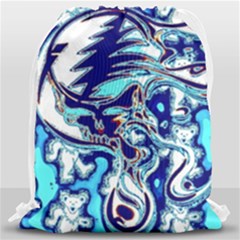 Trippy Dippy Bears Blue Dancing Greatful Dead Skull Steal Your Face Drawstring Bag (large)
