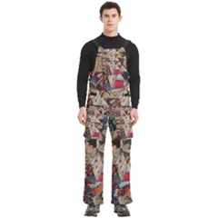 Background Embroidery Pattern Stitches Abstract Men s Side Zip Front Pouch Ski And Snowboard Bib Pants	