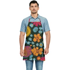 Mid Century Retro Floral 1970s 1960s Pattern 77 Kitchen Apron